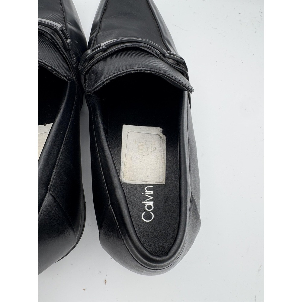 Calvin Klein Shoes Mens Size 10 Black Synthetic Slip On Square Toe Dress Loafers - Picture 5 of 7